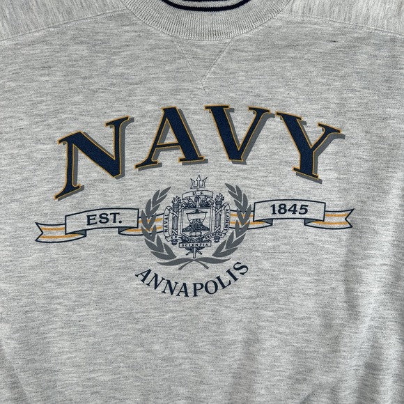 Vintage Navy Midshipmen Sweatshirt Mens Large Gray Crewneck NCAA Gear For Sports - Picture 2 of 11